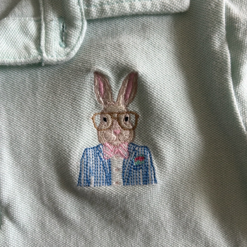Janie and Jack Light Green Polo with Bunny Embroidery - Picture 3 of 6
